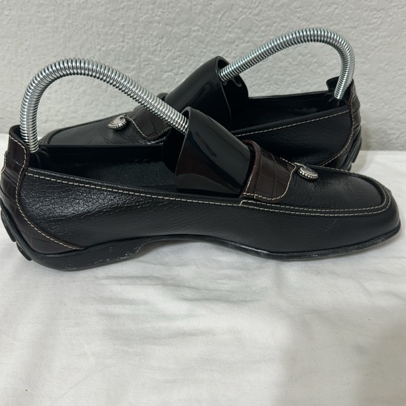 Brighton Ursa Black with Brown Detail Leather Loafer Size 8 - Picture 5 of 12